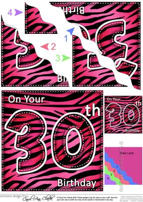 Funky Fun Zebra Print 30th Birthday Wavy Corner Side Stacker