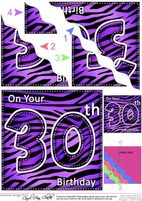 Funky Fun Zebra Print 30th Birthday Wavy Corner Side Stacker