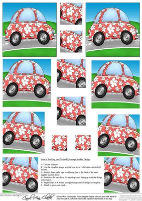 Funky Floral Car Twisted Pyramage Sheet