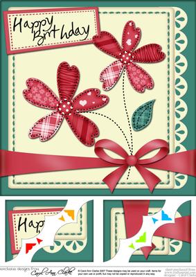 8 x 8 Birthday Flowers N Lace Corner Topper