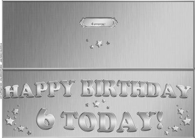 Large Dl 6th Birthday Quick Cut and Fold Card