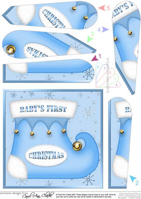 Babys 1st Christmas Stocking Fan Pyramage Topper