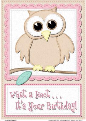 A4 What a Hoot Owl Birthday Felties