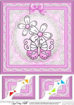 8 x 8 Fluttery Butterfly Scalloped Corner Topper