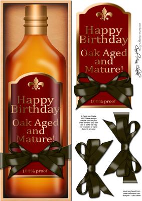 Large Dl Birthday Whisky in a Box Quick Card 3D Decoupage