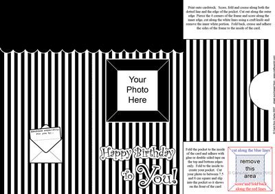 Add a Photo Birthday Stripes Card with Easy Fold Frame