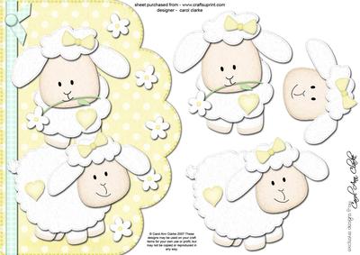 A5 Little Lamb Felties Scalloped Edge N 3D Decoupage
