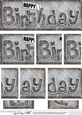 Dl Happy Birthday Denim Felties Side Stacker Topper