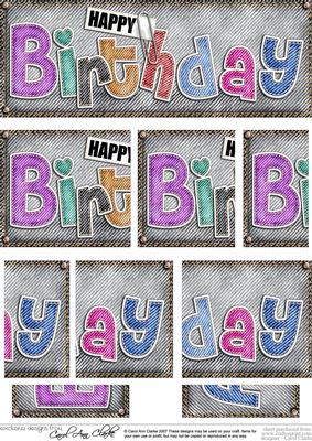 Dl Happy Birthday Denim Felties Side Stacker Topper