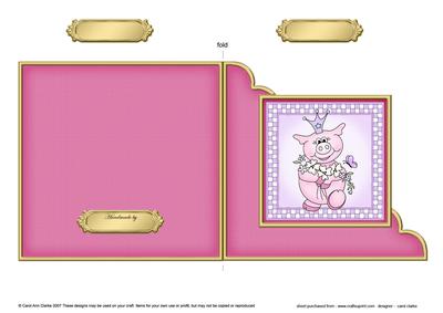 Princess Piggywig Cut and Fold Corner Card