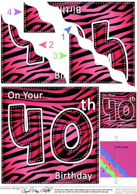 Funky Fun Zebra Print 40th Birthday Wavy Corner Side Stacker