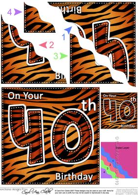 Funky Fun Zebra Print 40th Birthday Wavy Corner Side Stacker