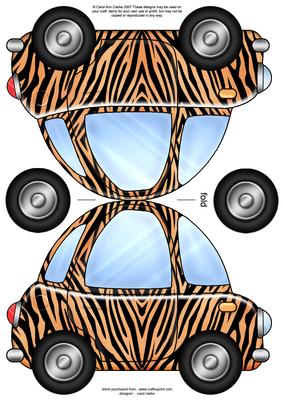 Funky Car Zebra Striped Shaped Card