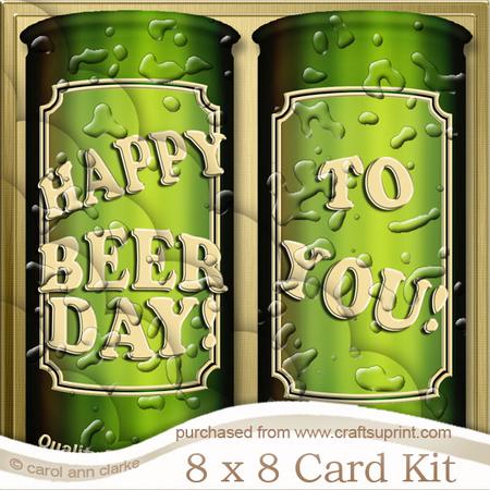 8 x 8 Happy Beerday Cans of Beer Kit with Scalloped Corners