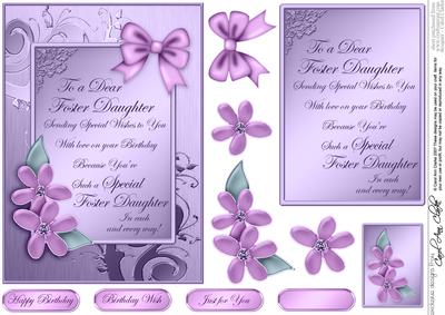 5 x 7 Metallic Birthday Foster Daughter with 3D Decoupage