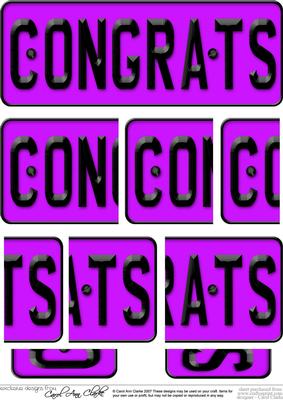 Congratulations Novelty Number Plate with Side Stacker