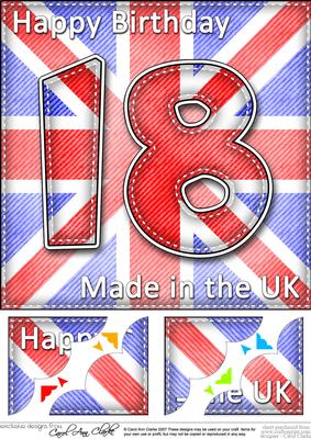 8 x 8 Flying the Flag Uk 18th Birthday Scalloped Topper