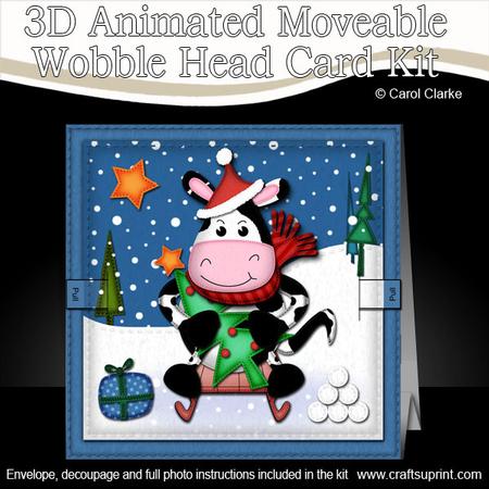 3D Mooey Xmas Animated Moveable Wobble Head Card Kit
