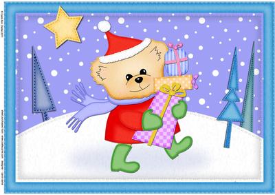 A4 Xmas Teddy Felties Card Topper