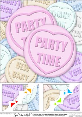8 x 8 Party Time Sweet Heart Scalloped Corner Topper