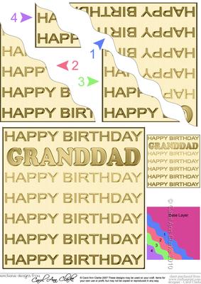 Birthday Granddad Wavy Corner Side Stacker Topper