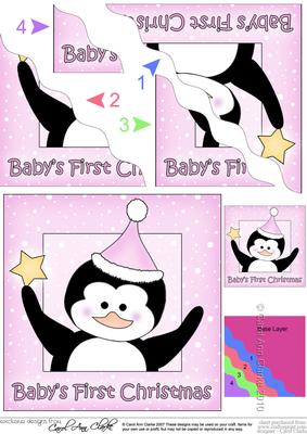Baby's 1st Christmas Penguin Wavy Corner Side Stacker