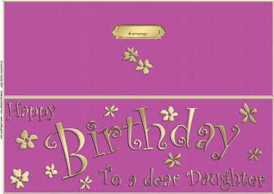 Large Dl Birthday Daughter Quick Cut and Fold Card