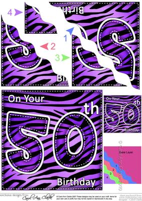 Funky Fun Zebra Print 50th Birthday Wavy Corner Side Stacker