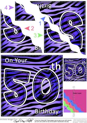 Funky Fun Zebra Print 50th Birthday Wavy Corner Side Stacker