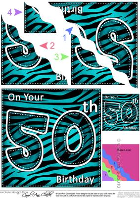Funky Fun Zebra Print 50th Birthday Wavy Corner Side Stacker