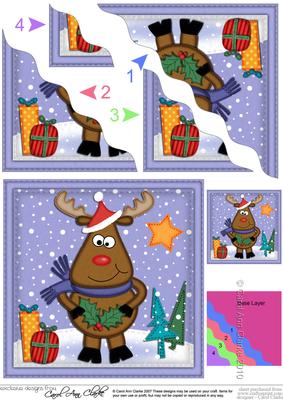 Xmas Rudolph Wavy Corner Side Stacker Topper