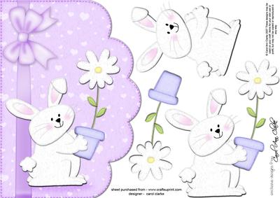 A5 Little Bunny Boy Felties Scalloped Edge N 3D Decoupage