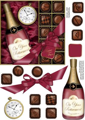 Retirement Champers N Chocs Quick Card 3D Decoupage
