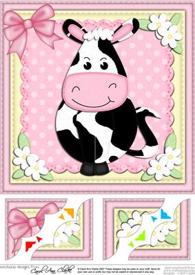 8 x 8 Milly Moo Cow Scalloped Corner Topper