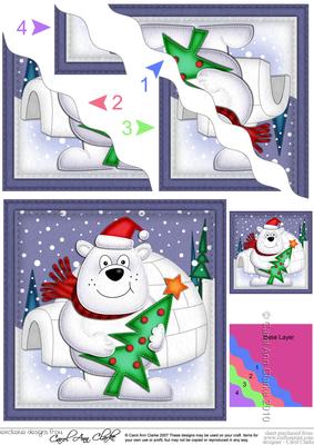 Xmas Ben Polar Bear Wavy Corner Side Stacker Topper