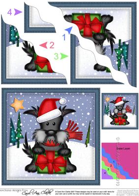 Xmas Hamish Scottie Dog Wavy Corner Side Stacker Topper