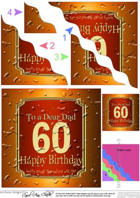 60th Birthday Dad Beer Label Wavy Corner Side Stacker Topper