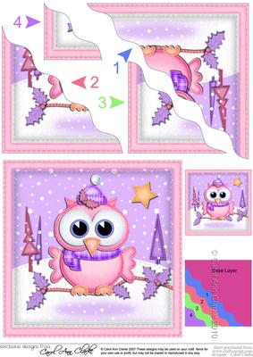 Xmas Little Hoot Wavy Corner Side Stacker Topper