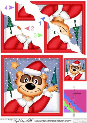 Xmas Meerkat Wavy Corner Side Stacker Topper