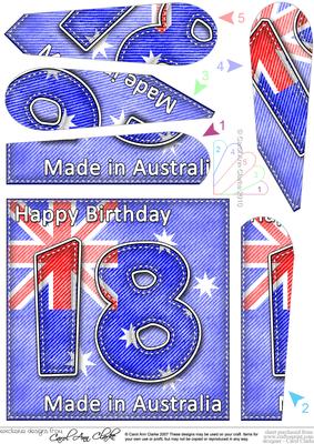 Flying the Flag AUSTRALIA 18th Birthday Fan Pyramage Topper