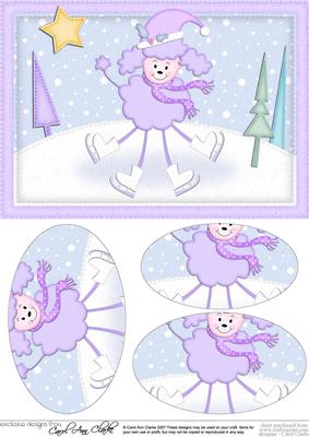 A5 Cute Christmas Poodle Dog Oval Pyramage Topper