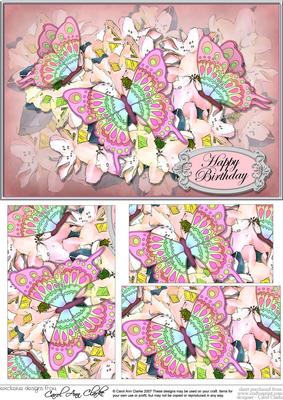 A5 Birthday Flowers N Butterfly Pyramage Topper