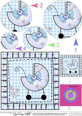 Baby Boy Pram Circle Pyramage Topper