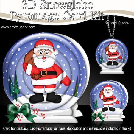 3D Xmas Santa Snowglobe Circle Pyramage Card Kit