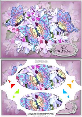 A5 Get Well Flowers N Butterfly Scallop Corners and Pyramage