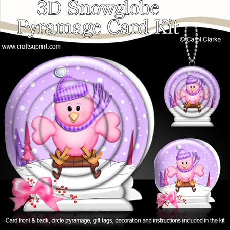 3D Xmas Sledging Little Birdie Snowglobe Circle Pyramage Car