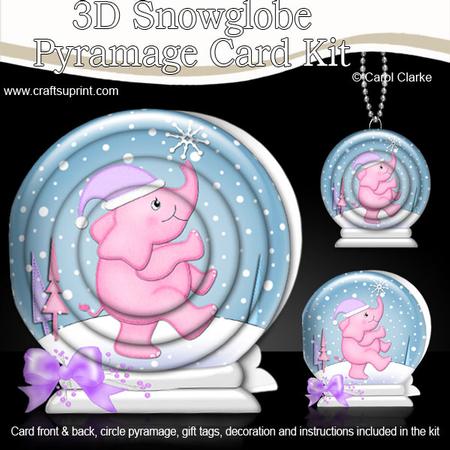 3D Xmas Elephant Snowglobe Circle Pyramage Card Kit