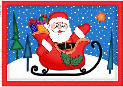 A4 Xmas Santa N Sleigh Felties Card Topper