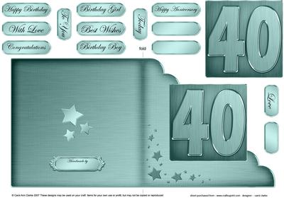 40th Metallic Age Cut and Fold Corner Card
