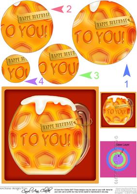 Mine's a Pint Birthday Beer Circle Pyramage Topper